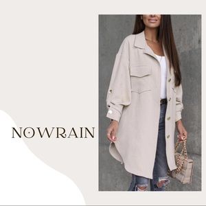 Casual Solid Button Down Split Hem Coat 